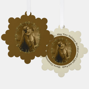Maagd Maria met Kind Jezus, Gouden Grens Ontwerp Ornament Kaart
