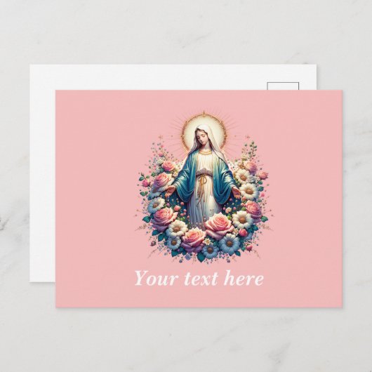 Maagd Maria met mooie Rozen Briefkaart (Voorkant / Achterkant)