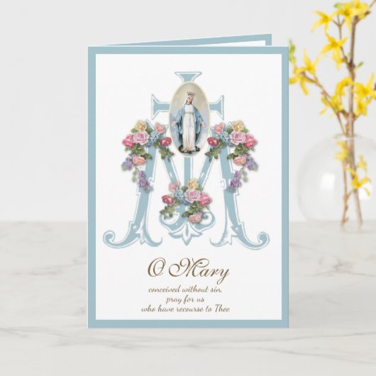  Maagd Maria Religieuze Moederdag Kaart (Gele Bloem)