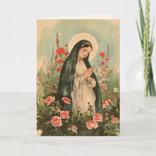Maagd Maria Rode Rozen Heilige Rozenkrans Gebed Kaart