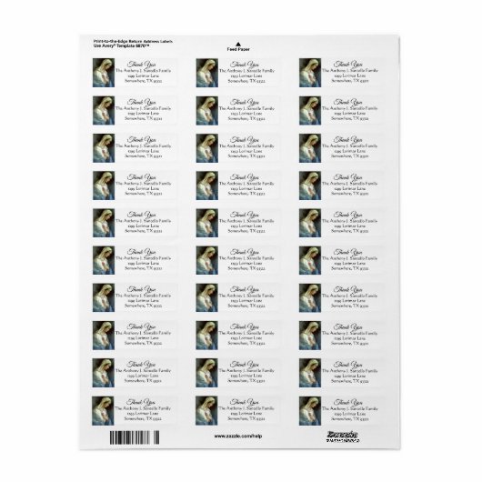 Maagd Maria Roze Rozen Dank u Etiket (Full Sheet)
