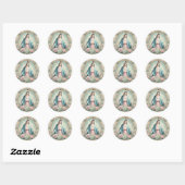 Maagd Maria  Roze Rozen Katholiek Ronde Sticker (Vel)