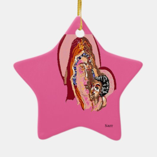 Maagd Maria van keramisch Ornament met Baby Jezus (Achterkant)