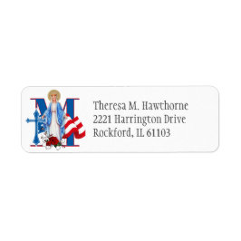 Maagd Mary American Flag Religious Cross, zonder b Etiket
