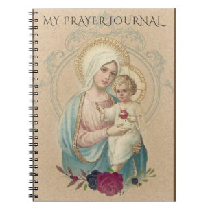  Maagd Mary Baby Jesus Floral Notitieboek