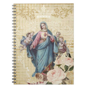  Maagd Mary Baby Jesus Floral Notitieboek