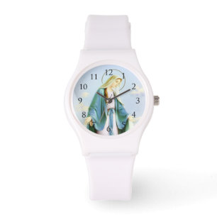 Maagd Mary Crescent Moon Watch_With Numbers Horloge