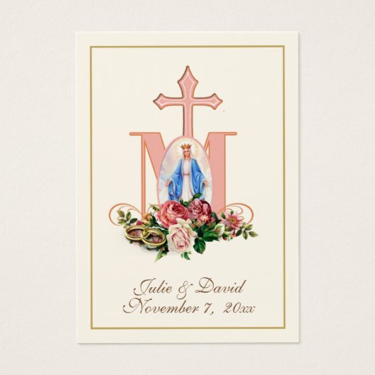 Maagd Mary Elegant Prayer Wedding Favor Kaart (Voorkant)