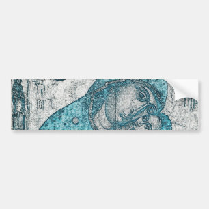 Maagd Mary en Baby Jesus Christus  Blue Bumpersticker