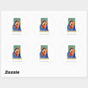 Maagd Mary en Jezus Heilig Water Ronde Sticker