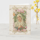  Maagd Mary Floral Religieuze Katholieke Kaart (Gele Bloem)