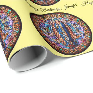 Maagd Mary in Blue Robe Replica Glas in lood Cadeaupapier