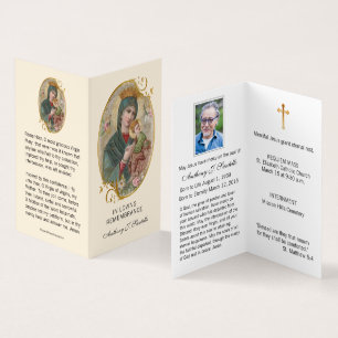 Maagd Mary Jesus Kathokatholieke begrafenis Heilig Visitekaartjes