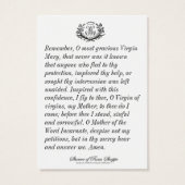 Maagd Mary Jesus katholieke Memorare Prayer Heilig Visitekaartje (Achterkant)