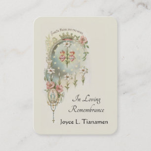Maagd Mary Katholieke begrafenis Memorial Heilige Visitekaartje