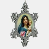 Maagd Mary Moeder Baby Jesus zonder blote maagd Tin Sneeuwvlok Ornament (Links)