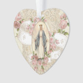 Maagd Mary Religieuze  Rozen Lace Ornament (voorkant)