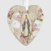 Maagd Mary Religieuze  Rozen Lace Ornament (voorkant)