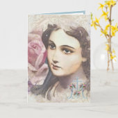 Maagd Mary Religieuze Waterverf Kruis Ca Kaart (Gele Bloem)