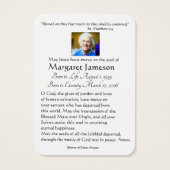 Maagd Mary rooms-katholieke begrafenis gedenkteken Visitekaartje (Achterkant)