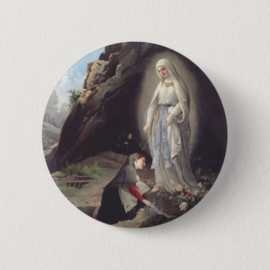 Maagd Mary van Lourdes Ronde Button 5,7 Cm (Voorkant)