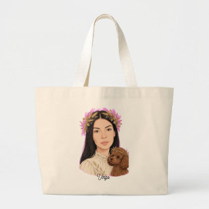 Maagd Meisje met Poodle – Zodiac Horoscoop Grote Tote Bag