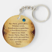MAAGD MET KIND EN ENGELEN Ave Maria Gebed Sleutelhanger (Achterkant)