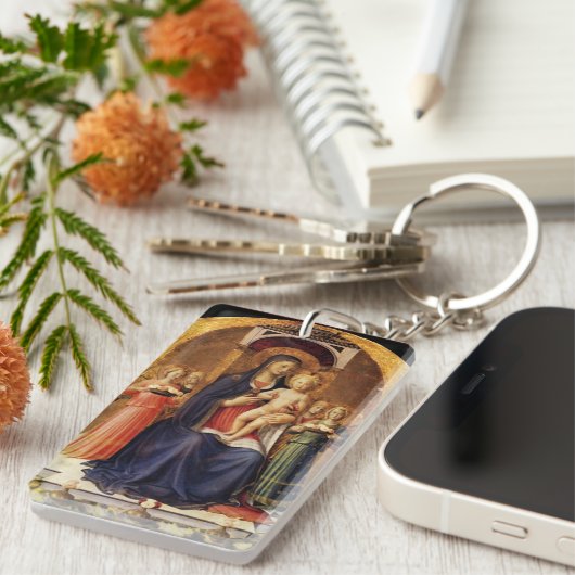 MAAGD MET KIND EN ENGELEN Ave Maria Gebed Sleutelhanger (Voorkant Rechts)