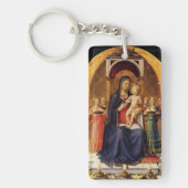 MAAGD MET KIND EN ENGELEN Ave Maria Gebed Sleutelhanger (Voorkant)