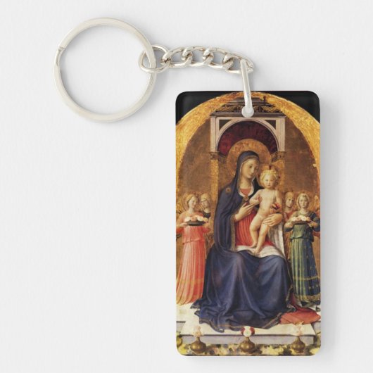 MAAGD MET KIND EN ENGELEN Ave Maria Gebed Sleutelhanger (Voorkant)