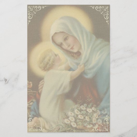 Maagd moeder Mary met Baby Jesus Daisies Briefpapier (Voorkant)