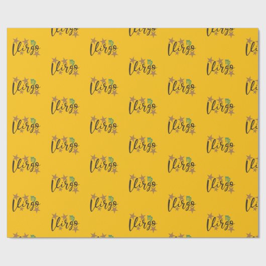 Maagd Sterren Teken Inpakpapier Gele Achtergrond (Vlak)