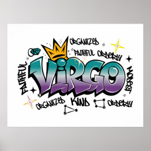Maagd sterrenbeeld graffiti poster