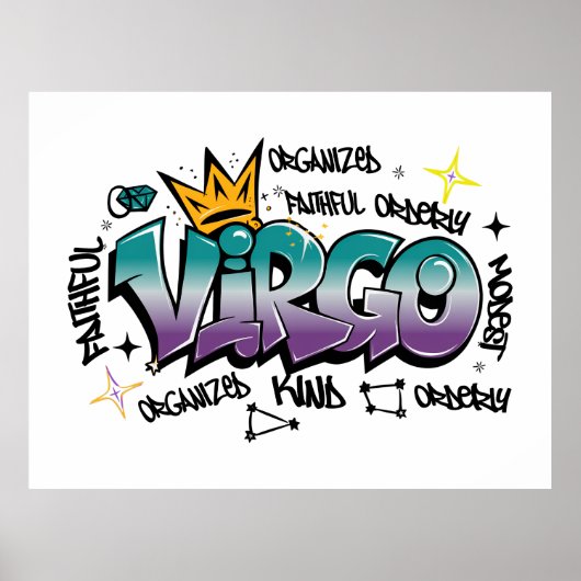 Maagd sterrenbeeld graffiti poster (Voorkant)