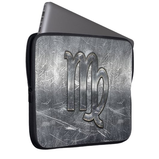 Maagd-sterrenbeeld in zilveren distressed stijl laptop sleeve (Voorkant Rechts)