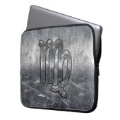 Maagd-sterrenbeeld in zilveren distressed stijl laptop sleeve (Voorkant Links)