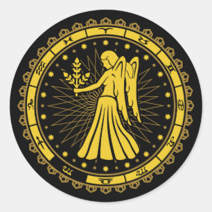 Maagd - Sterrenbeeld - Symbool - Horoscoop Ronde Sticker