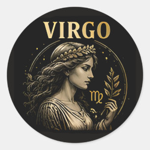 Maagd Symbool Modern Astrologie Verjaardagscadeau Ronde Sticker