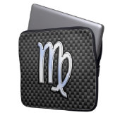 Maagd-teken op houtskoolprint van koolstofvezel laptop sleeve (Voorkant Links)