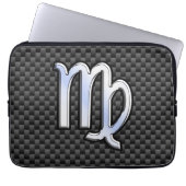 Maagd-teken op houtskoolprint van koolstofvezel laptop sleeve (Voorkant)