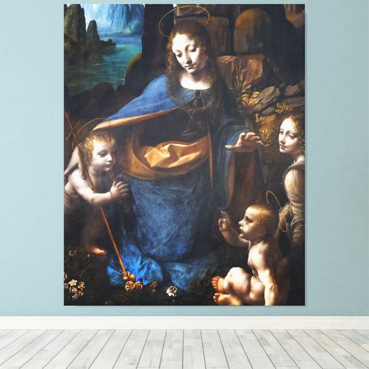 Maagd van de Rocks Canvas print (Insitu (Houten vloer))