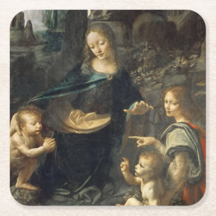 Maagd van de Rocks, Leonardo da Vinci Vierkante Kartonnen Onderzetter