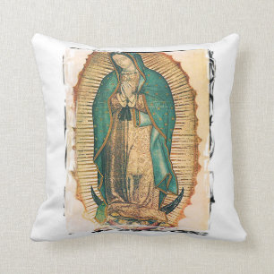 Maagd van Guadalupe met ruwe lijst Kussen
