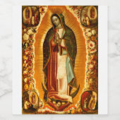 Maagd van Guadalupe Our Lady Mary Wijn Etiket (Enkel label)