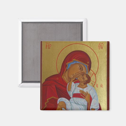 Maagd van tederheid Orthodoxe icoon magneet (Voorkant / Achterkant)