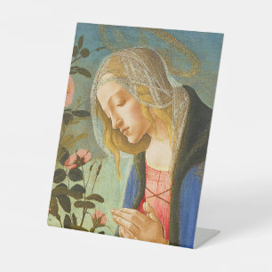 MAAGD VEREREND SLAPENDE CHRISTUSKIND RECLAMEBORD MET VOETSTUK