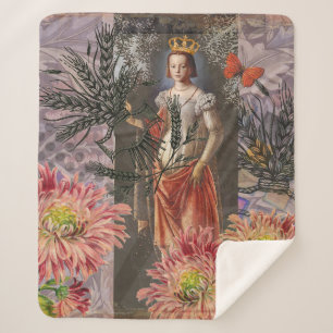 Maagd Vrouw Portret Antiek Kleurrijk Rijke Sherpa Deken