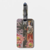 Maagd Vrouw Portret Antiek Kleurrijke Rijk Bagagelabel (Achterkant verticaal)