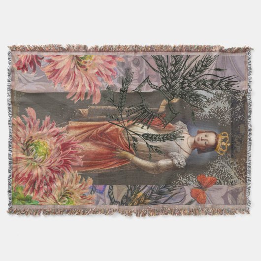 Maagd Vrouw Portret Antiek Kleurrijke Rijk Deken (Voorkant)