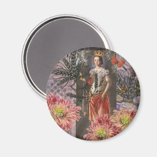 Maagd Vrouw Portret Antiek Kleurrijke Rijk Magneet (Voorkant / Achterkant)